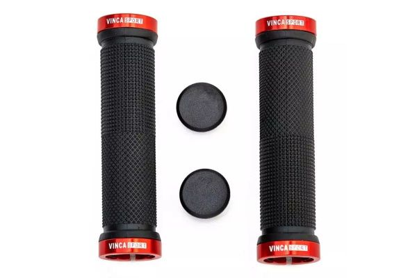 Грипсы с метал. зажимами, длина 129мм, черные, зажим красный, H-G 119 Black/Red